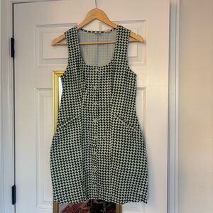 Levi's Gree & White Sleeveless Geometric Mini Dress